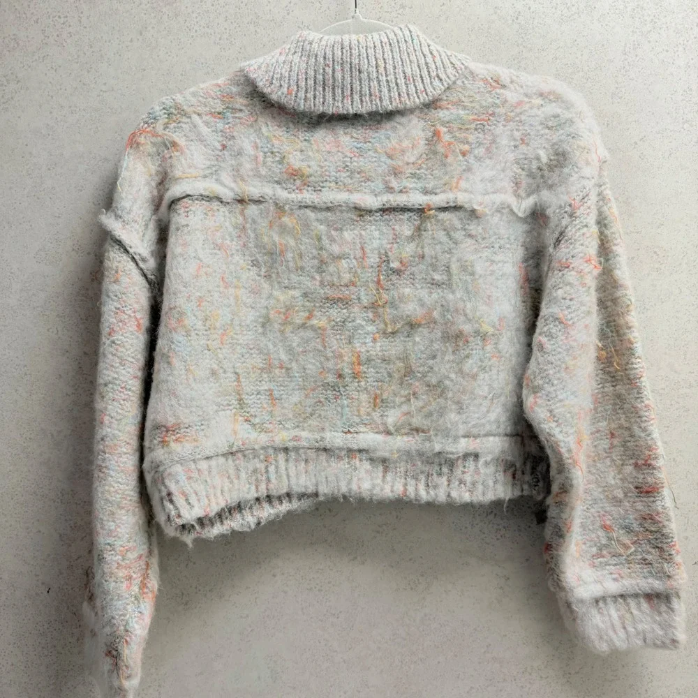 Urban Outfitters‎ Kimchi Blue XS Cropped Knit Button Up Multicolor Boho Sweater - Picture 9 of 10